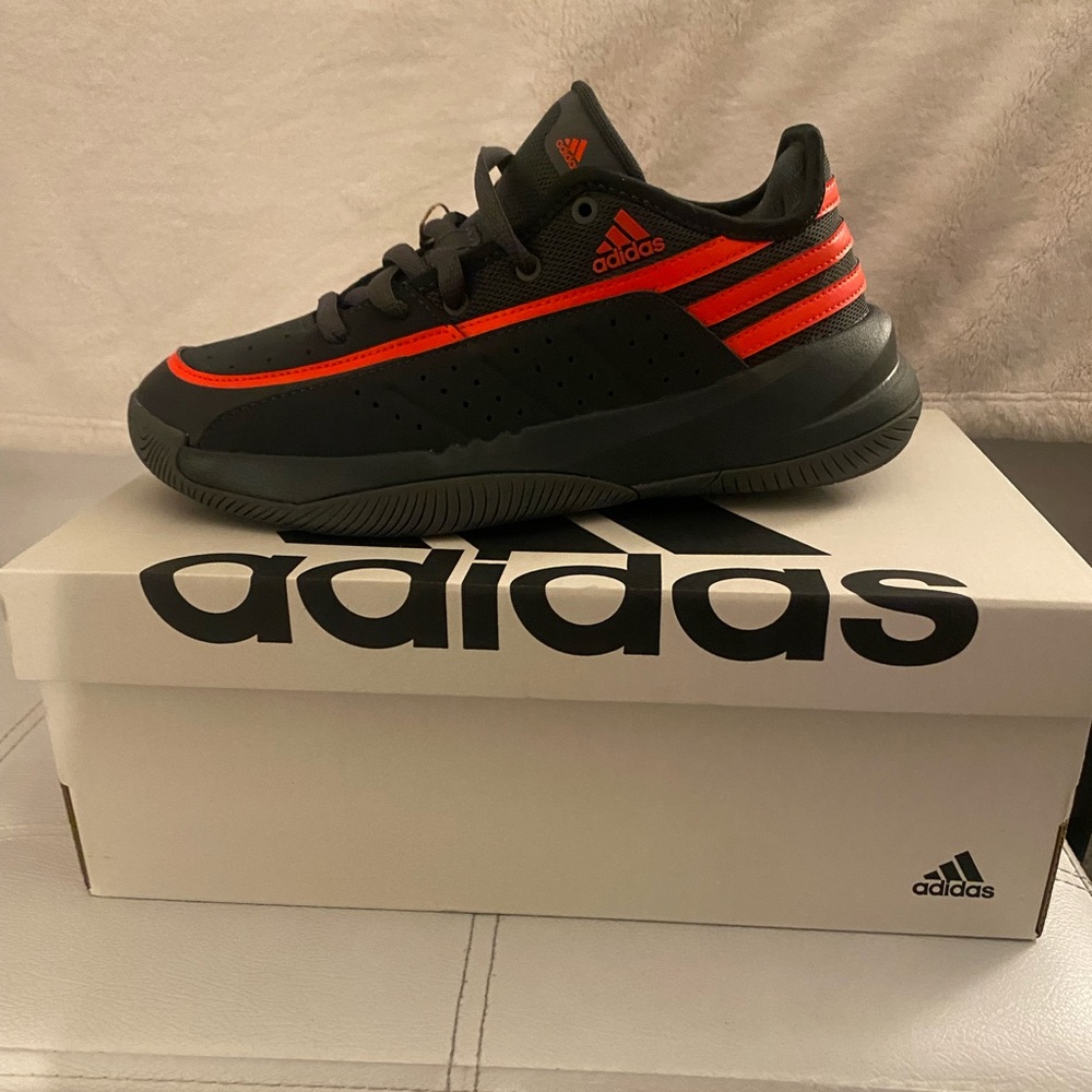 Adidas Dark Gray and Red Front Court Sneakers